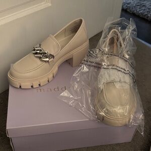 Madden Girl Cream Chain Detail Loafers